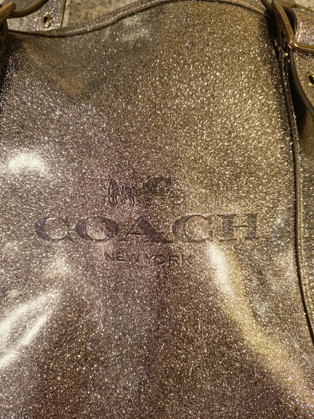 Coach Metallic Silver Leather Tote Bag - Picture 2 of 6